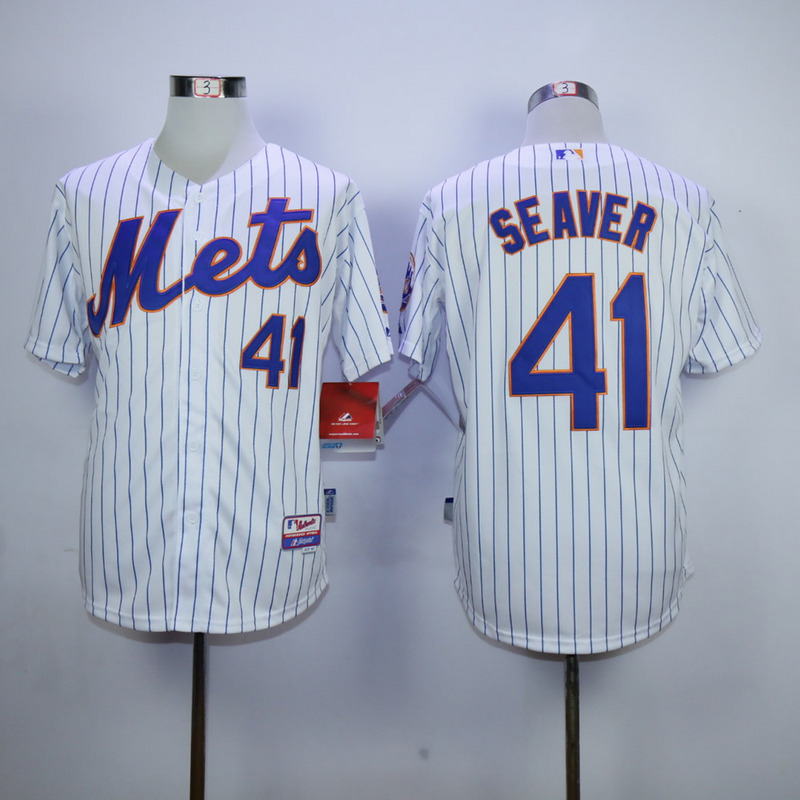 Men New York Mets #41 Seaver White Stripe MLB Jerseys->new york mets->MLB Jersey